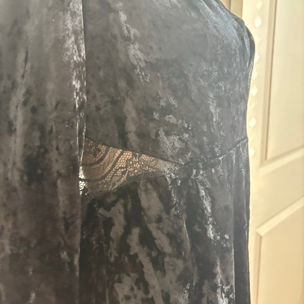 Free People Kat Black Crushed Velvet & Lace Mini Dress XL Whimsygoth Witchy - Picture 11 of 15